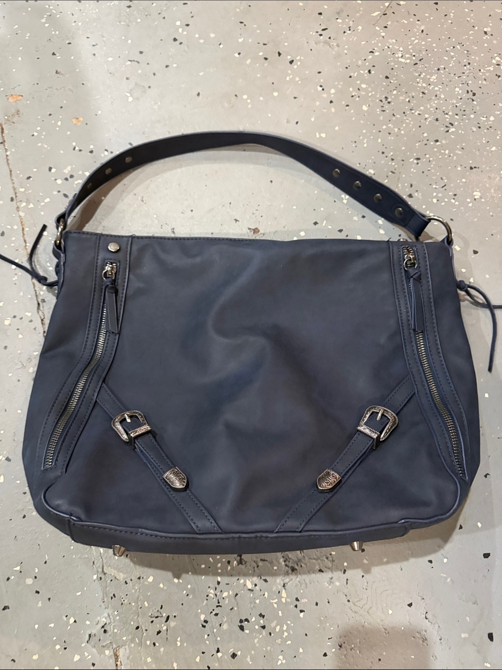 Wrangler Navy Shoulder Bag with Buckle Accents